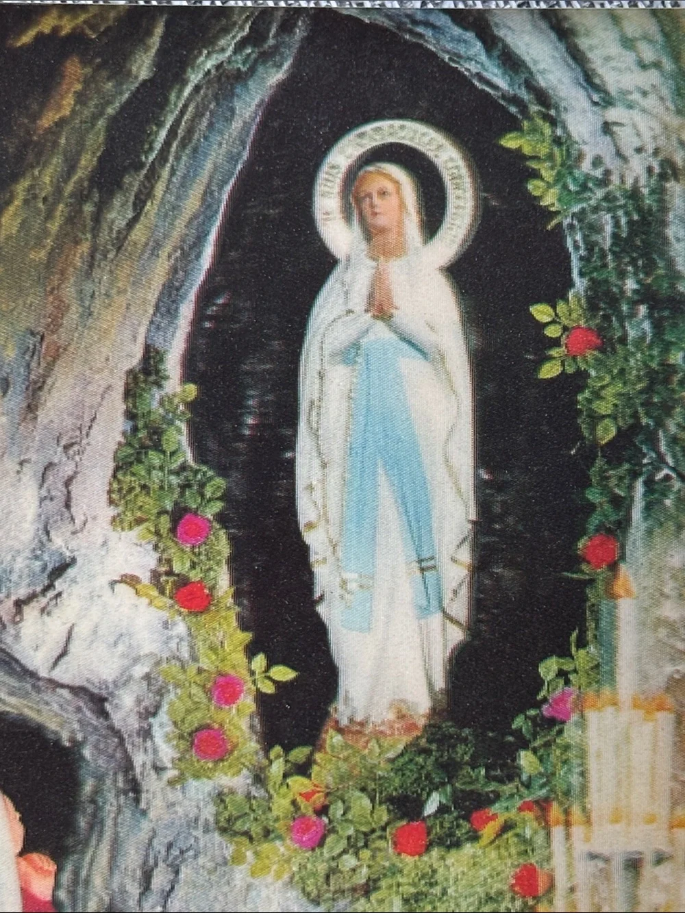 Beautiful vintage 1957 Lourdes 3D hologram holy card!